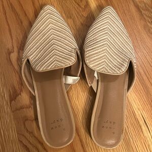 A New Day Women's Tan Chevron Mules